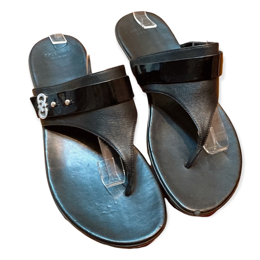 Cole Haan Black Flip Flop Wedged Chunky Platform  Sandals Size 9